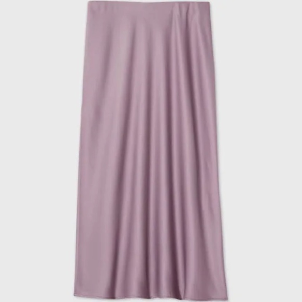 Neutral purple midi satin skirt